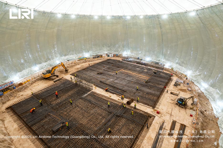 Fully enclosed air supported dome for underground engineering Fully enclosed air supported dome for underground engineering